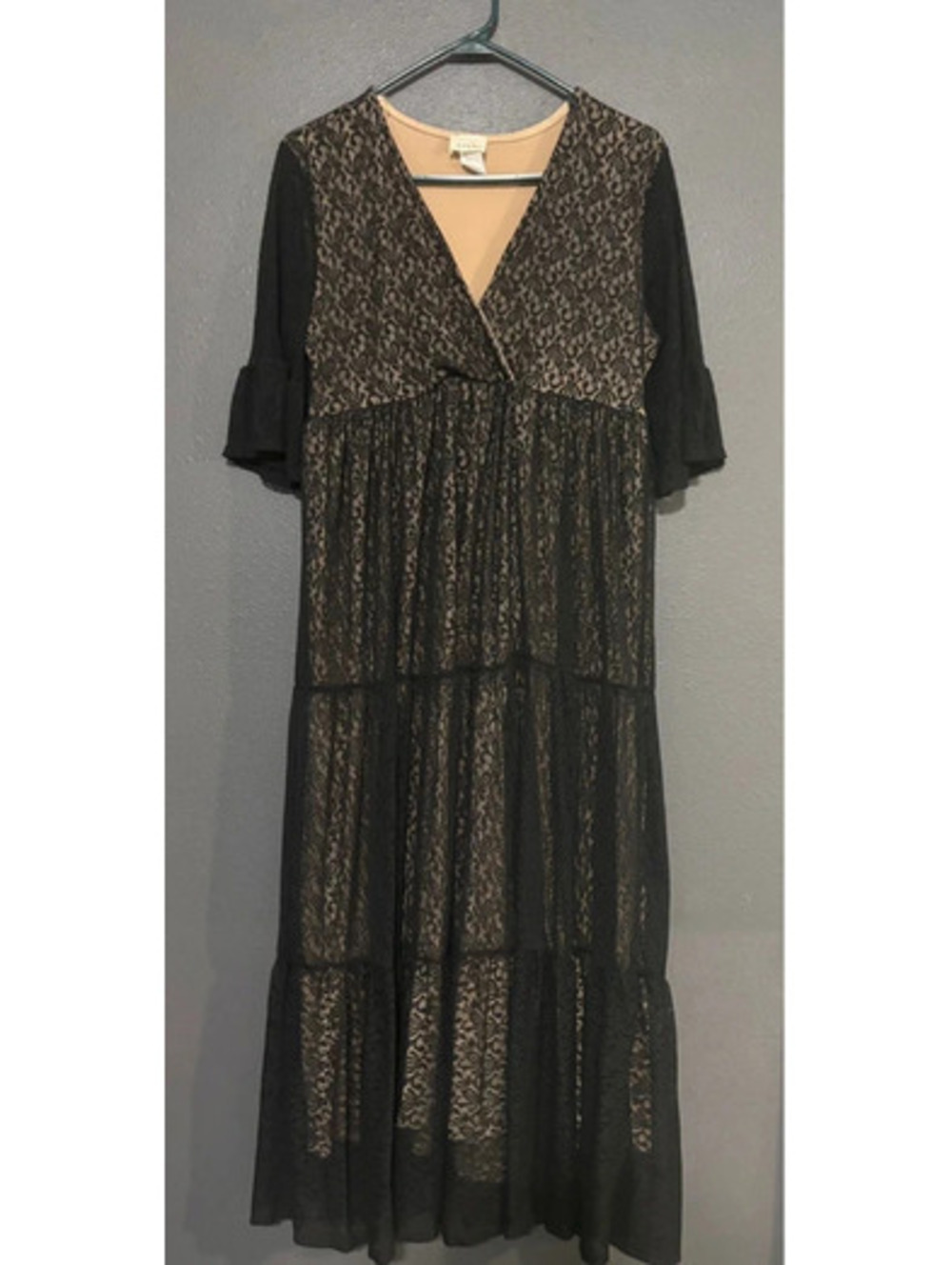 P & Rose lace tiered dress black lace gothic goth